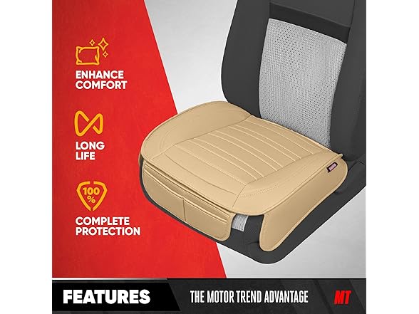 Motor Trend Seat Covers Faux Leather Beige Padded