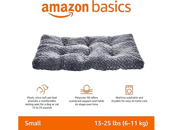 Amazon Basics Washable Cat and Dog Bed 29 x 21 x 3 in