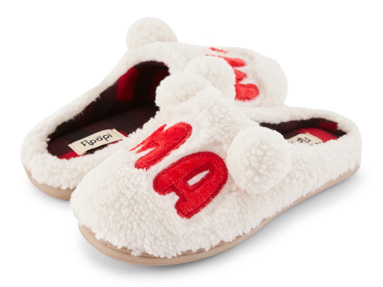 Floopi FLOOPI-392L-S Small Womens "Mama" Fuzzy Slipper w-Lining White (Women's)