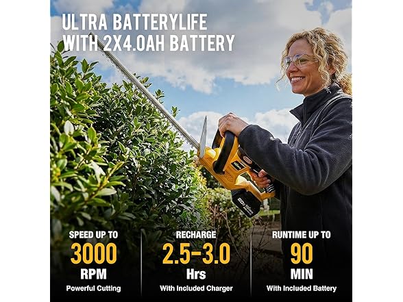 YDLawn 20V Hedge Trimmer Cordless | 22in