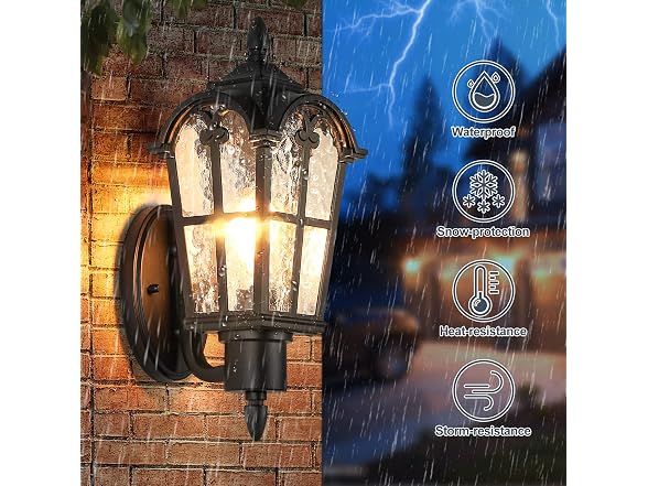 Sucolite 16in Outdoor Wall Lantern Black