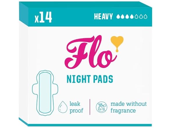 Flo Night Menstrual Pads Bamboo Heavy 14pk