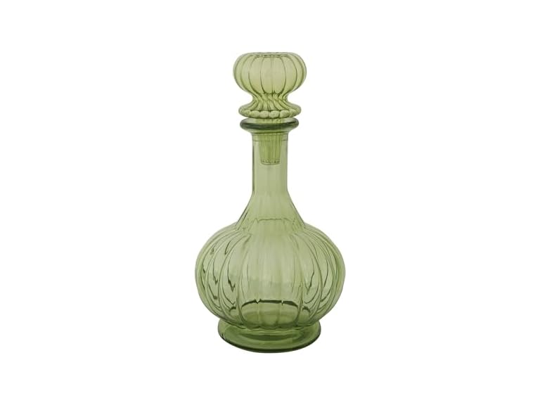 Creative Co-Op 40-Ounce Round Ribbed Glass Decanter 