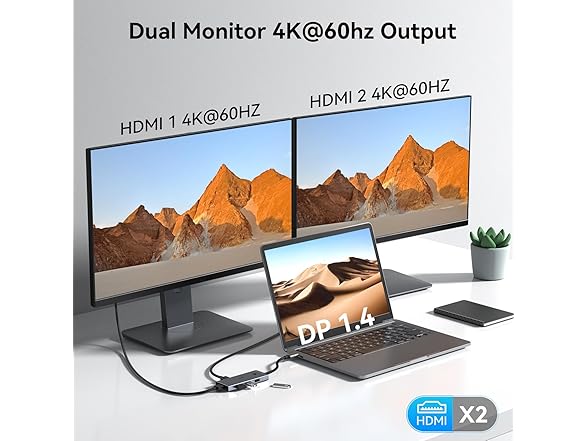 Docking Station to Dual HDMI Monitors Adapter