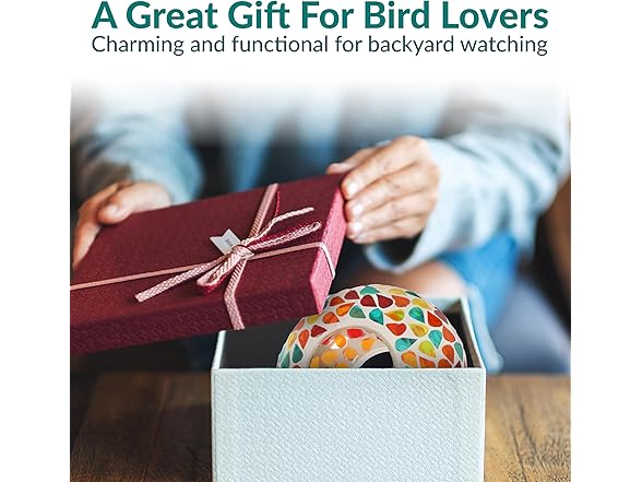 Sunnydaze 6-Inch Glass Mosaic Hanging Bird Feeder - Confetti Mosaic