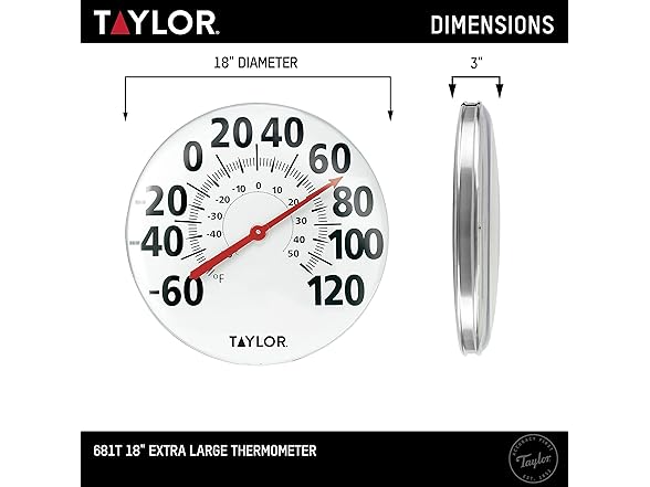Large 18in Indoor Outdoor Thermometer
