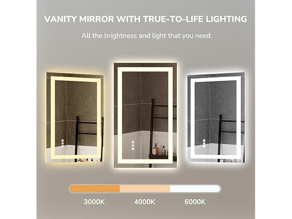 USHOWER LED Bathroom Mirror 48x32 Inch