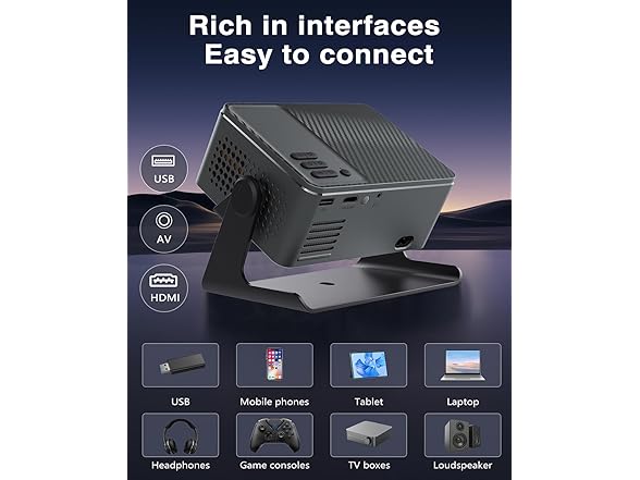 [4K Support & Auto Focus] Projector with WiFi and Bluetooth, (Open Box)