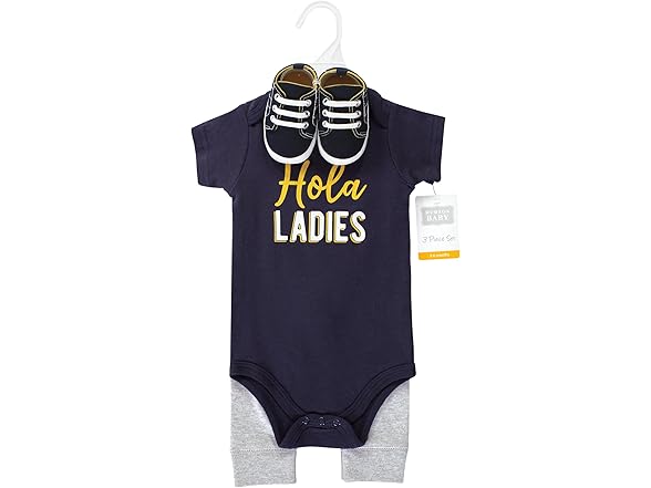 Hudson Baby Unisex Baby Cotton Bodysuit, Pant and Shoe Set