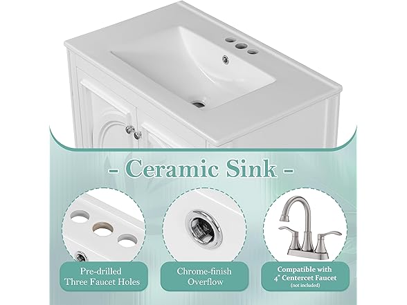 TREATLIFE Elegant 30" Bathroom Vanity with Sink