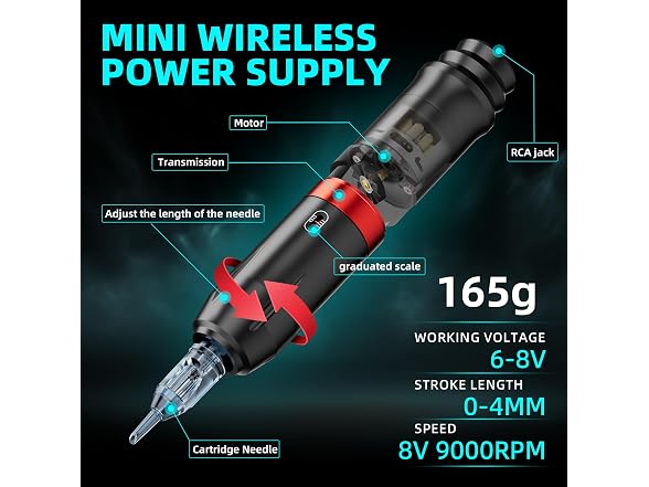 Tattoo Gun Kit with Wireless Rotary