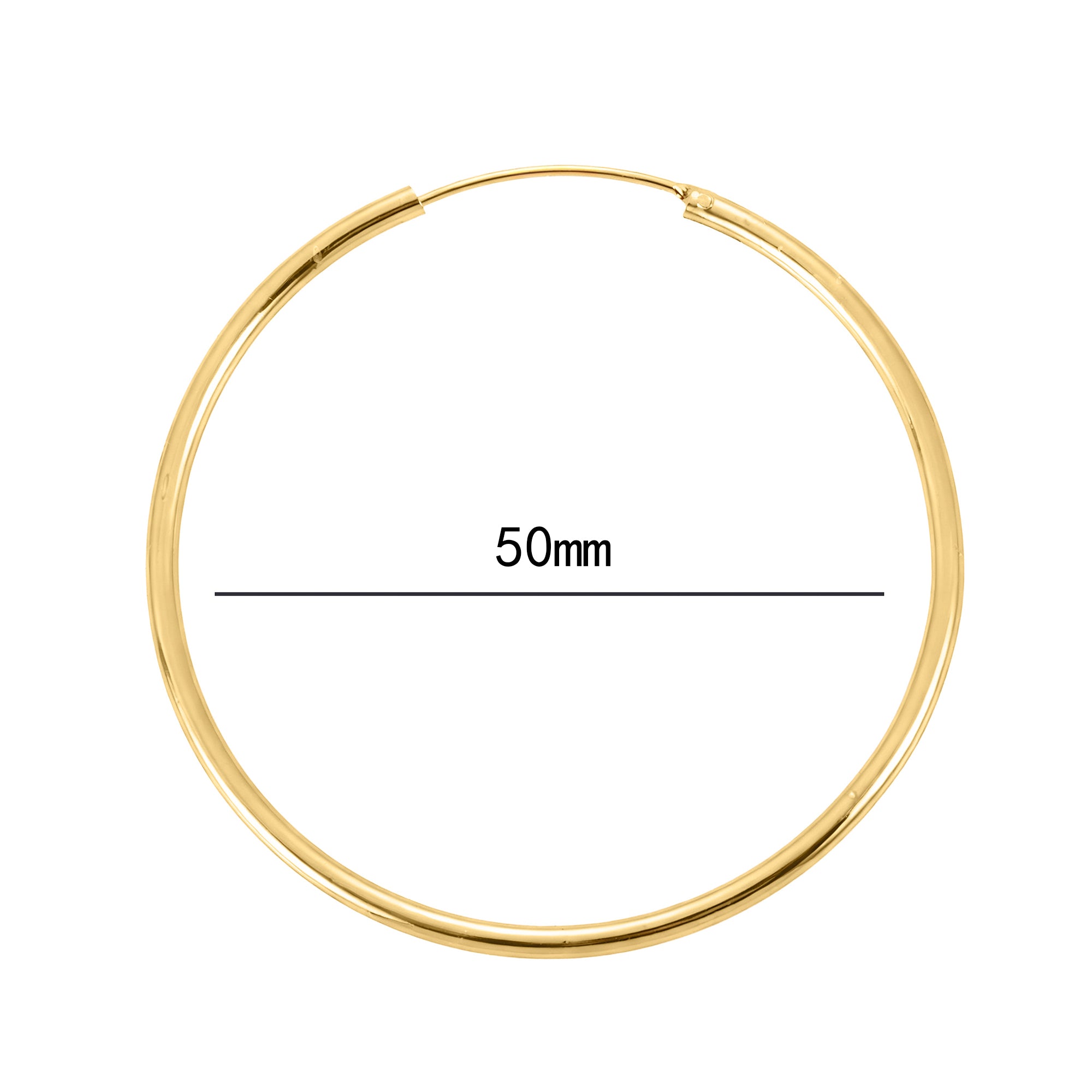 14K Gold Plated Hoop Earrings 50mm - Gallery 4