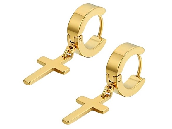 Unisex Cross Hoop & Stud Earring Set