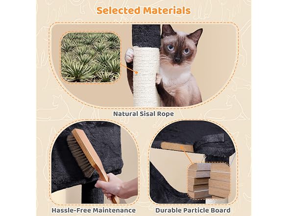 Yaheetech 64.5in Cat Tree for Large Cats, Black