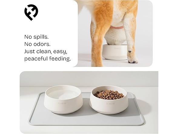 Fei & Eve Dog Bowl 30 Oz, Cloud White - Stain & Odor Resistant