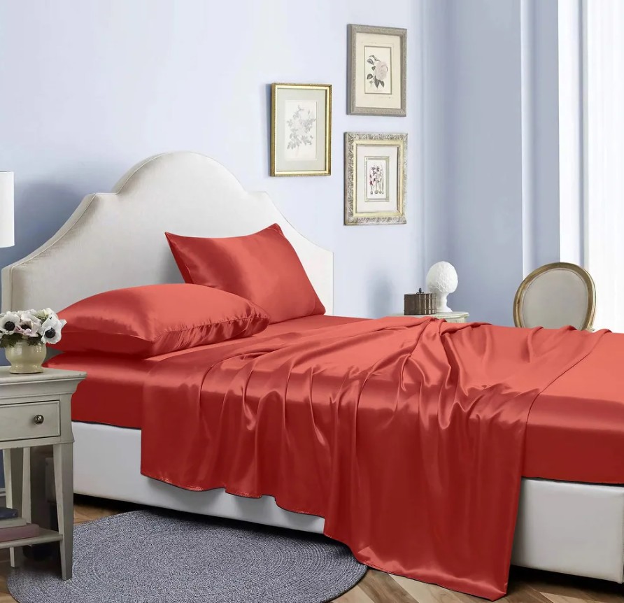 Bibb Home Silky Satin 4 Piece Sheet Set - Gallery 25