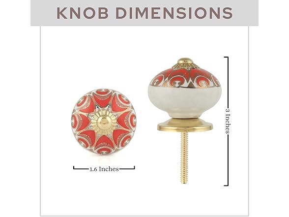 Rasiya Art Cabinet Knobs Red Gold 12pk