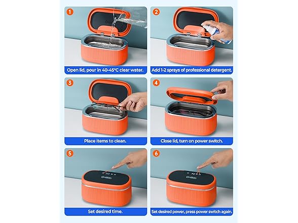 Onlikin Ultrasonic Orange Jewelry Cleaner - Gallery 9