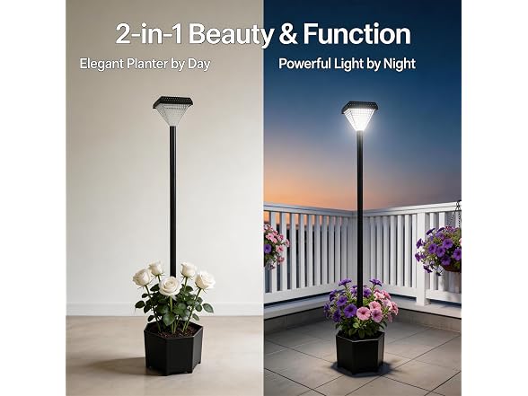 DJGIFI Solar LED Post Light Planter