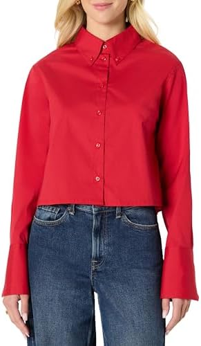 Amazon Essentials Women Oversized Cropped Shirt - Gallery 9