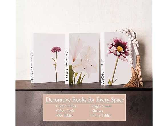 DuoDeco Floral Print Decorative Books