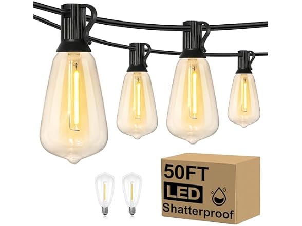Brightever LED Outdoor String Lights 50FT