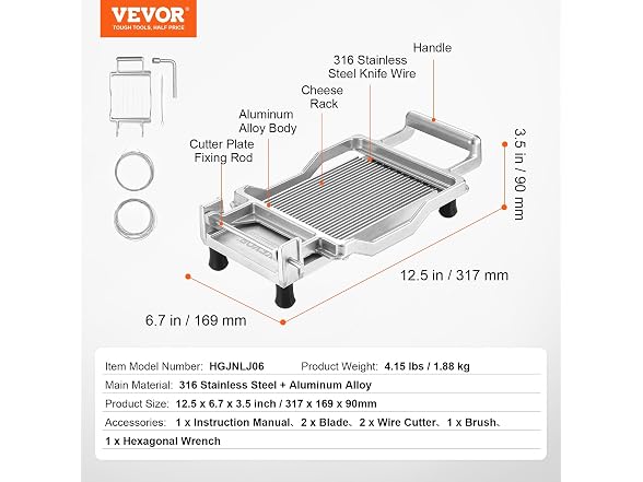 VEVOR Cheese Cutter with Wire