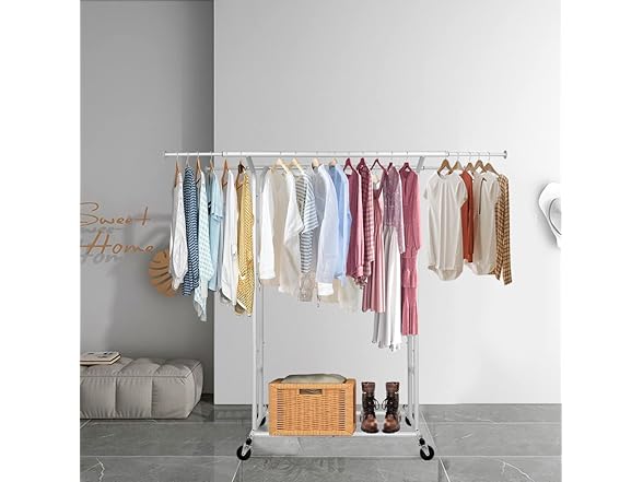  Fishat White Double Rod Garment Rack 