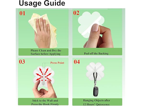 Self Adhesive Towel Hook 4pc White