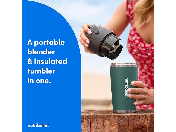 nutribullet Flip Portable Blender with Insulated Cup, Eucalyptus - Gallery 2