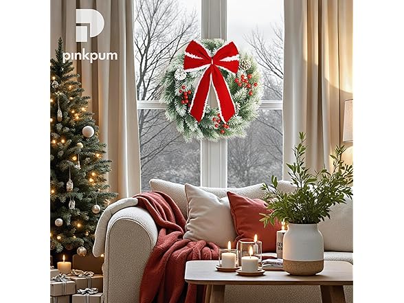 Pinkpum Christmas Wreath for Front Door