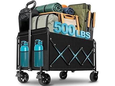 $59.99 Collapsible Wagon Cart with All-Terrain Wheels dealfomo