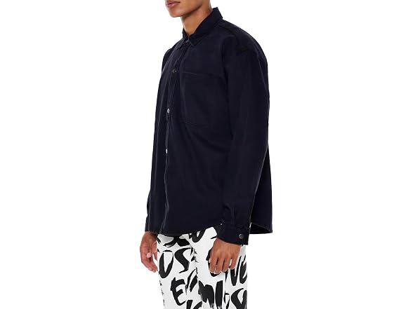 Forever 21 Women's (L) Cotton Curved-Hem Shirt Bla