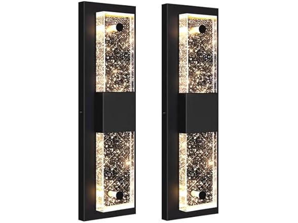 BesLowe 16" Outdoor Lights w/ Crystal Bubble Glass, 2 Pk