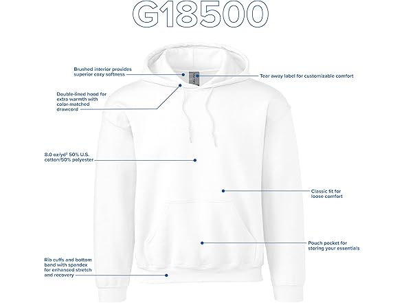 Gildan White Fleece Hoodie (2XL)