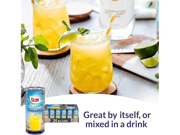 24PK Dole 100% Pineapple Juice, No Added Sugar