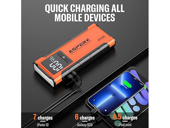 ASPERX AX4500 Jump Starter, 4500A - Orange