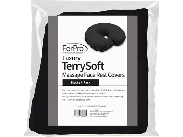 ForPro Terrysoft Massage Face Rest Cover 4 Count