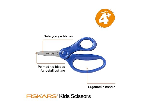 Fiskars 5" Pointed-Tip Scissors for Kids 4-7 (3-Pack)
