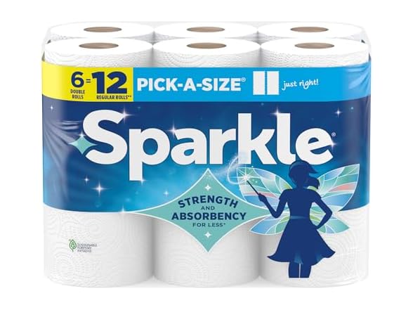 Sparkle Pick-A-Size Paper Towels, 6 Double Rolls