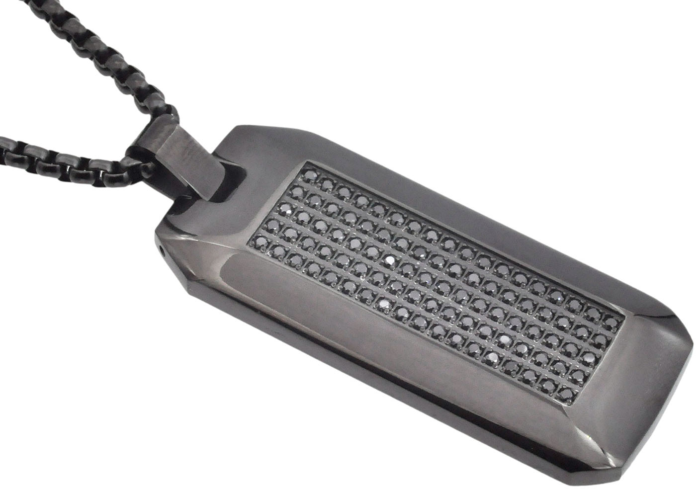 Polished CZ Encrusted Dogtag Necklace - Gallery 7