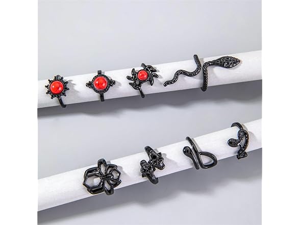 IS4U Gothic Black Rings Set