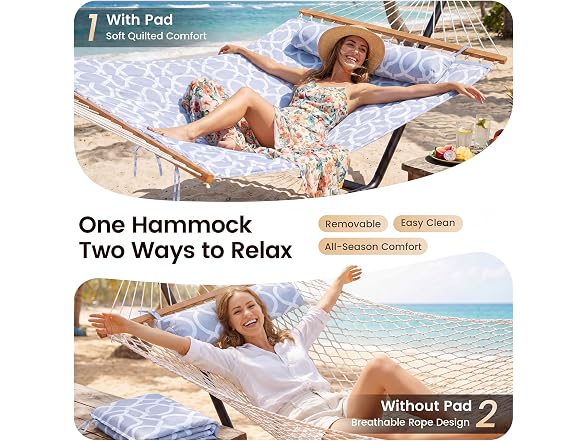 Everyfun EYF-DC300-White Gray 2 Person Outdoor Hammock 