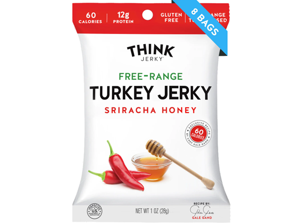 (8 Pack) Think Jerky Sriracha Honey Turkey Jerky 1oz