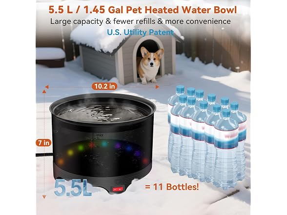 UPSKYPET 5.5L Heated Water Bowl