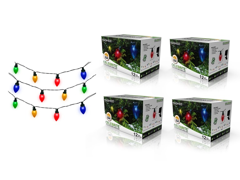 CELEBRITE Solar Multicolor Bulb String Light - 4 Pack