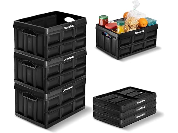 CleverMade Collapsible Storage Bins- Obsidian 3 Pk 32L