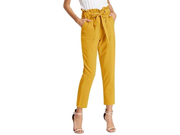 Grace Karin Women (M) Cropped Paper Bag Pants