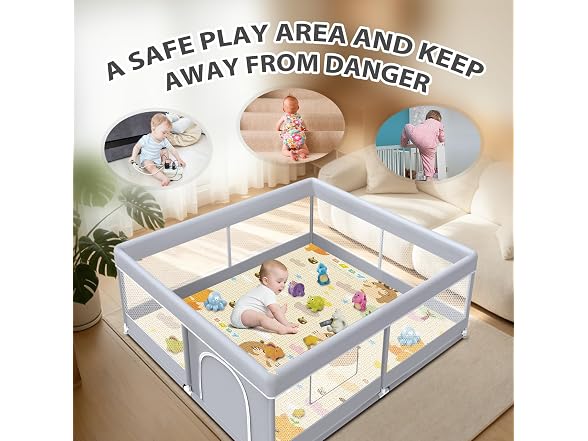 XVISHX 50x50" Baby Playpen with Mat