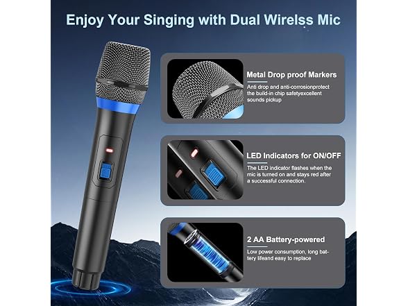 JYX Karaoke Machine 2 Mics BT Speaker